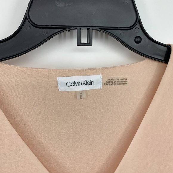 Calvin Klein Top Pink Pearl Embellished V Neck Bell Sleeve - Picture 4 of 11